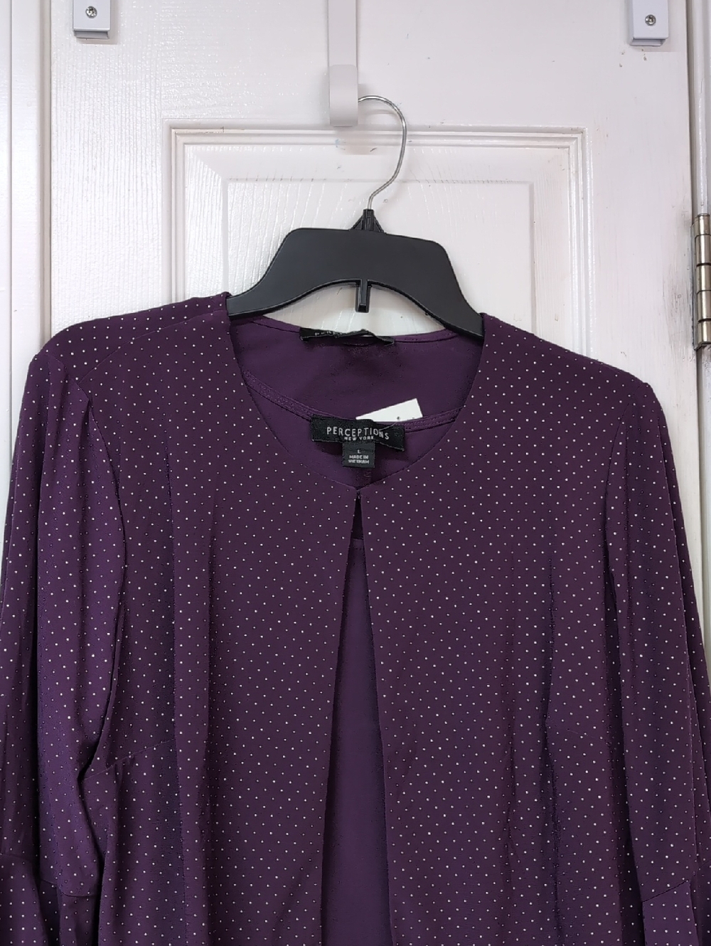 Perceptions Deep Plum Polka-Dot Open Jacket